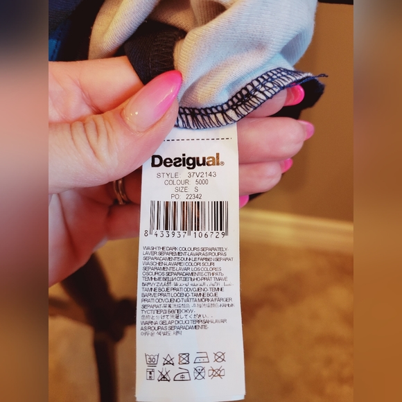 NWOT Desigual Ymanga Knit Dress Geometric Square Multi Color Navy 🔵 Bodycon. - Picture 8 of 10